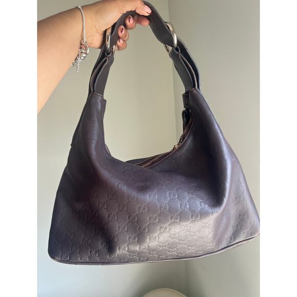 Gucci Horsebit Guccissima Leather Hobo Bag Dark Brown - Picture 1 of 16